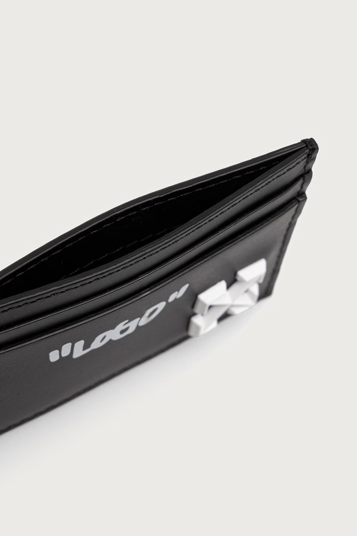 Accesorii Off-White Jitney Quote portcard din piele OWMND18F26LT01 negru