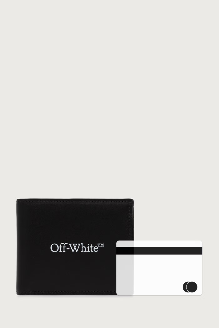 Bookish Bifold portofel din piele Off-White negru OWMNC20F26LT01