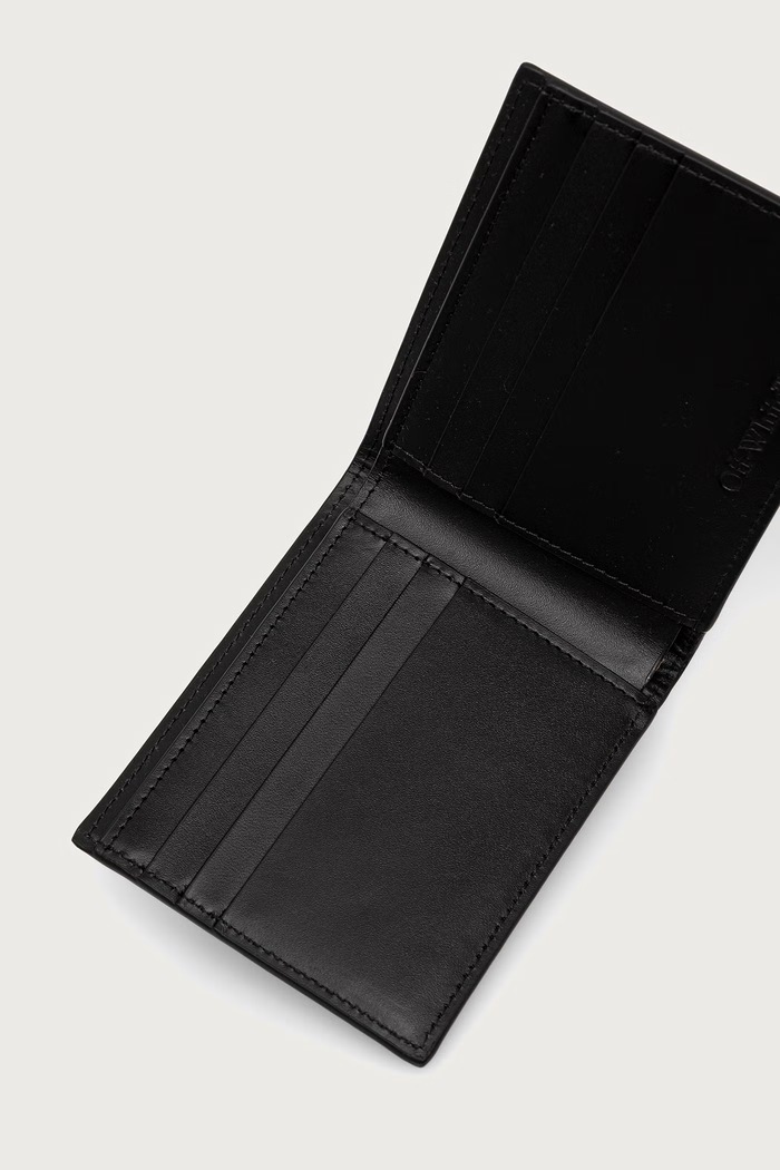 Accesorii Off-White Jitney Quote Bifold portofel din piele OWMNC16F26LT01 negru