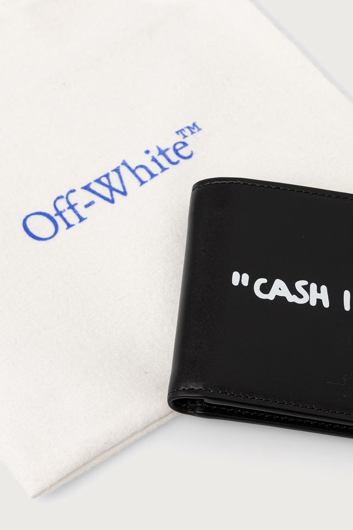 Jitney Quote Bifold portofel din piele Off-White OWMNC16F26LT01 negru
