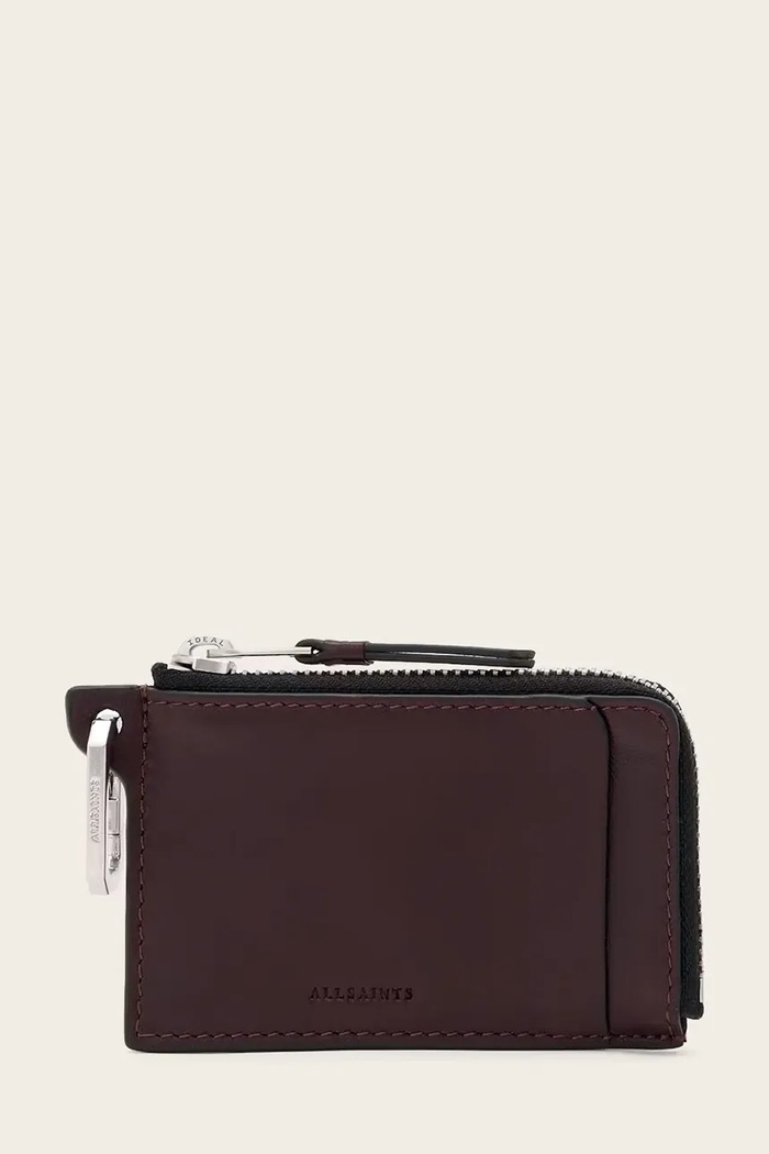 AllSaints portfel skórzany REMY bordowy W244XE