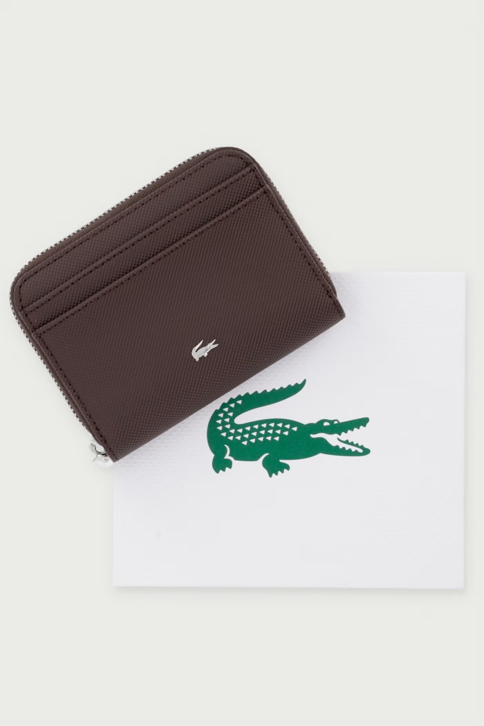 Portfel z imitacji skóry Lacoste NF4764DZ brązowy
