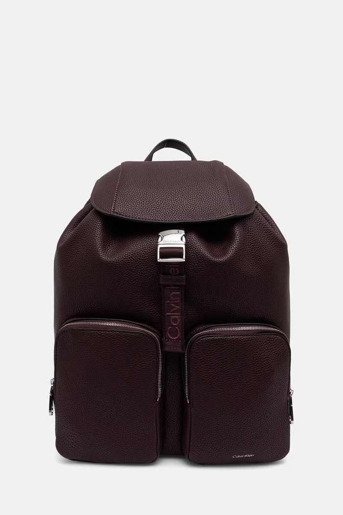Calvin Klein plecak damski z imitacji skóry bordowy LV04F3645G