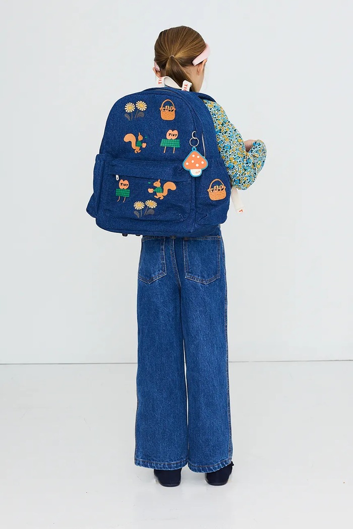 Мальчик Tinycottons рюкзак для детей из денима TINY APPLES DENIM BACKPACK AW26.187 тёмно-синий