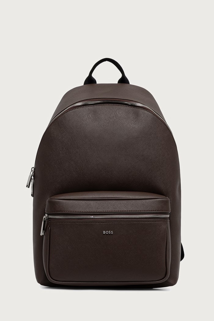 BOSS σακίδιο ανδρικό δερμάτινο Northon_Backpack καφέ 50567378