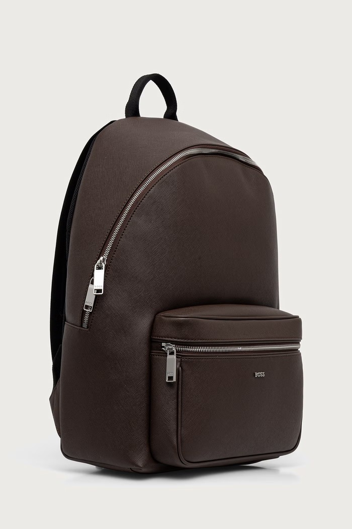 BOSS σακίδιο ανδρικό δερμάτινο Northon_Backpack 50567378 καφέ AW26