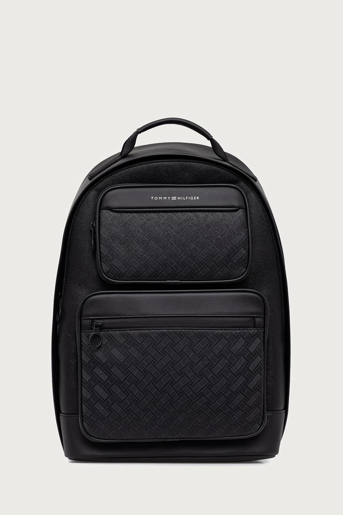 Tommy Hilfiger Σακίδιο ανδρικό από απομίμηση δέρματος μαύρο AM0AM14683