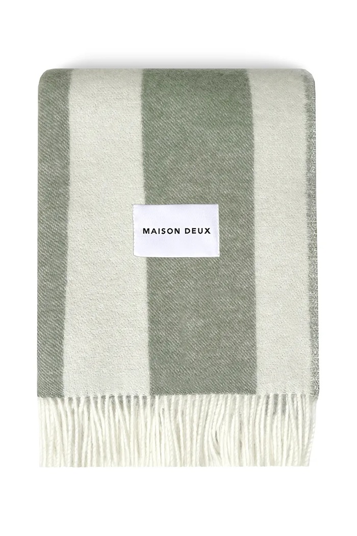 Maison Deux Koc wełniany 167009 zielony AW26