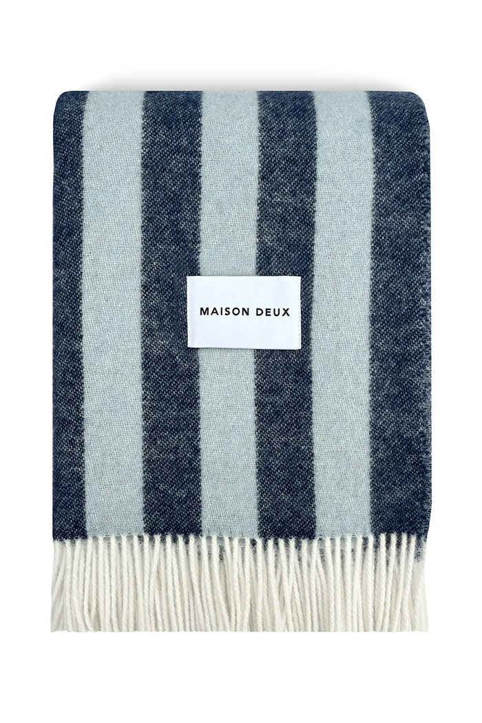 Maison Deux Koc wełniany 167029 niebieski AW26
