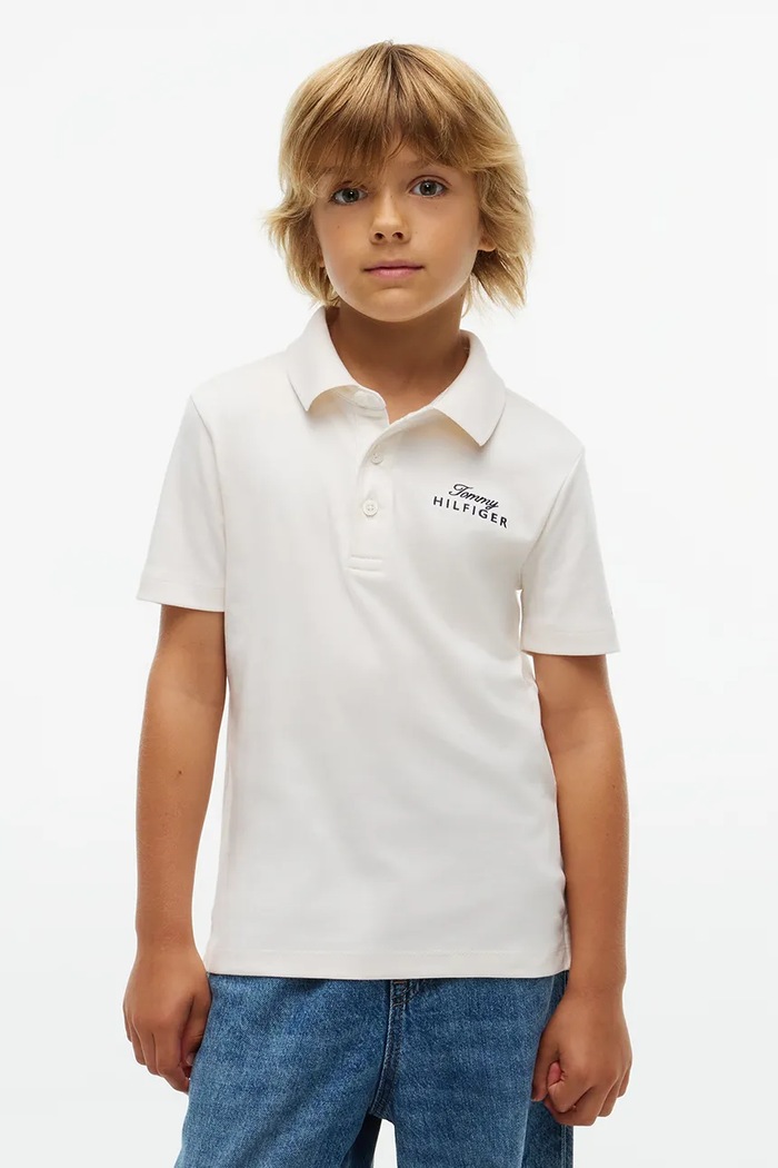 Chłopiec Tommy Hilfiger polo lounge dziecięce bawełniane KB0KB10676.9BY2 biały