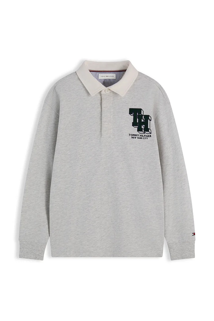 Tommy Hilfiger longsleeve dziecięcy bawełniany KB0KB10693.9BY2 szary AW26