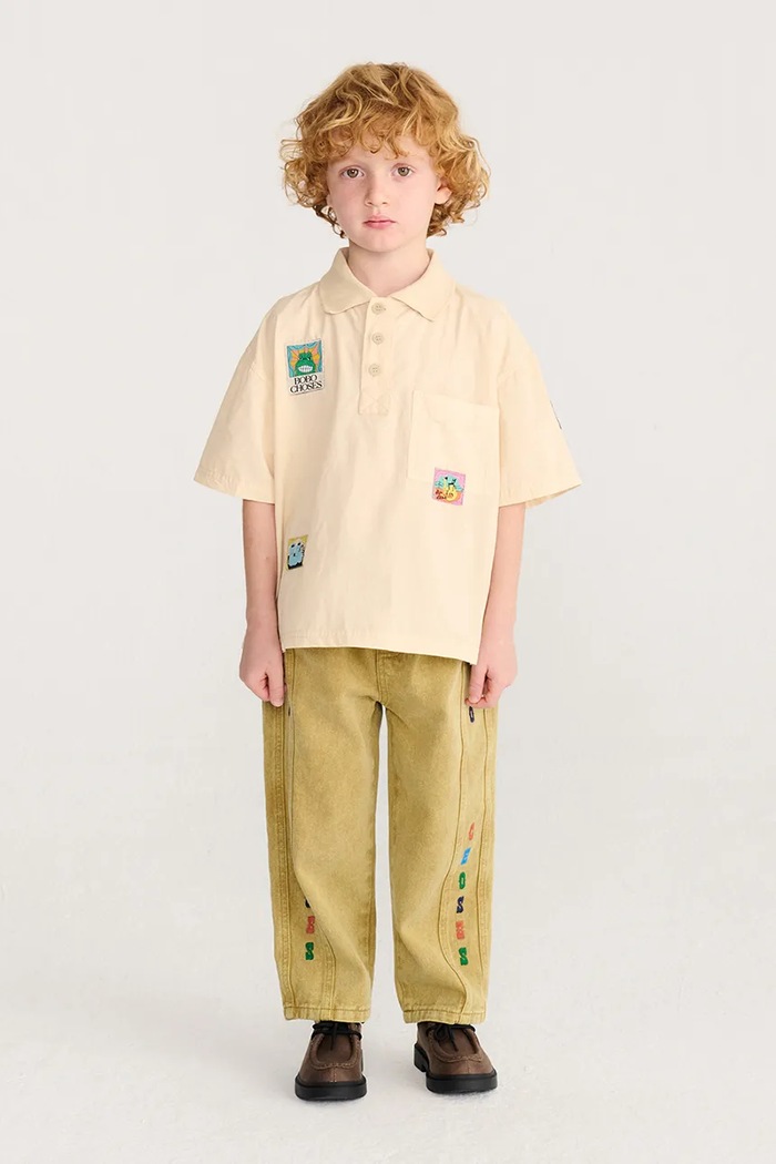 Bobo Choses πόλο παιδικό βαμβακερό μπεζ 226AC023