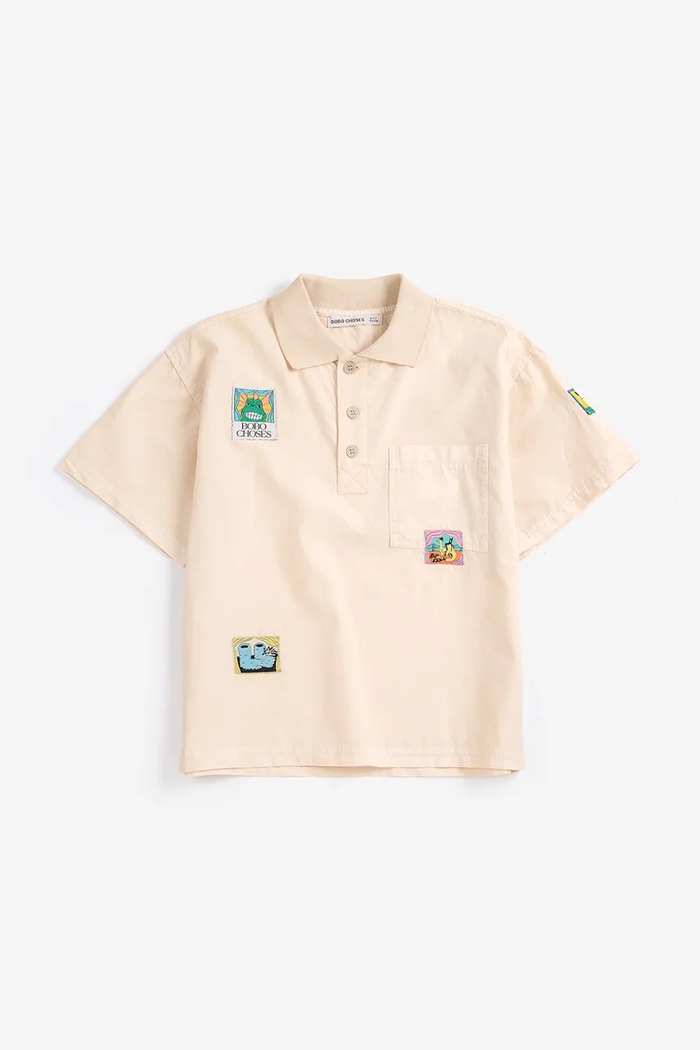 Bobo Choses πόλο παιδικό βαμβακερό 226AC023 μπεζ AW26