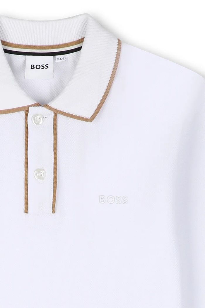 Chłopiec BOSS Longsleeve dziecięcy bawełniany J53379.114.150 biały