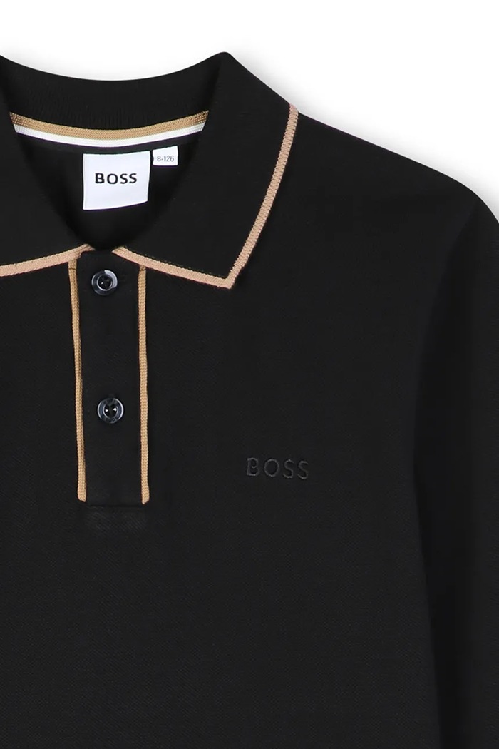 Chłopiec BOSS Longsleeve dziecięcy bawełniany J53379.114.150 czarny