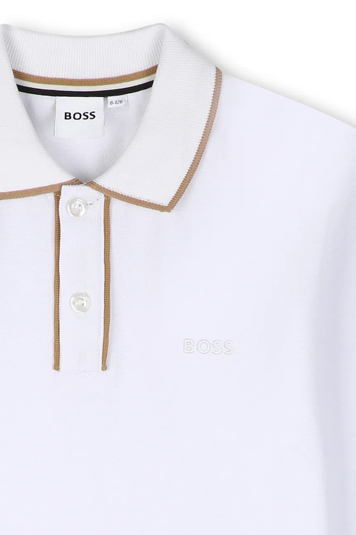 Chłopiec BOSS Longsleeve dziecięcy bawełniany J53379.162.174 biały