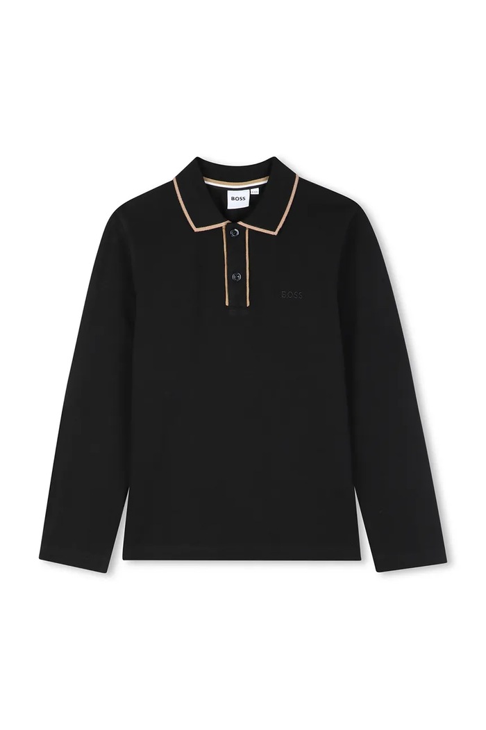BOSS Longsleeve dziecięcy bawełniany czarny J53379.162.174