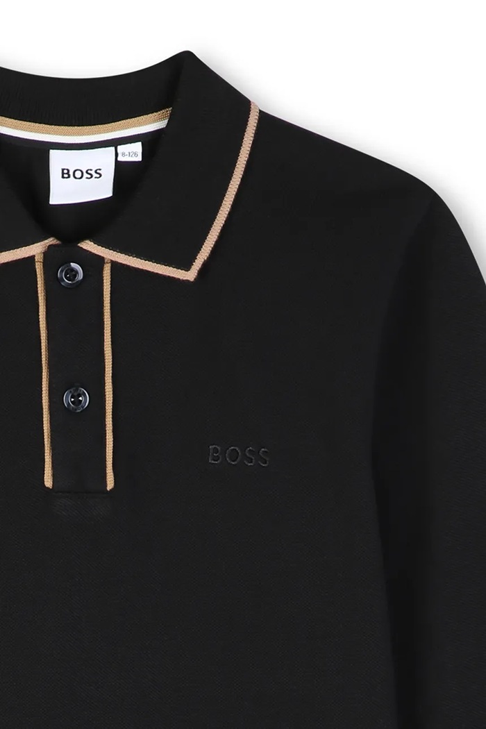 Chłopiec BOSS Longsleeve dziecięcy bawełniany J53379.162.174 czarny