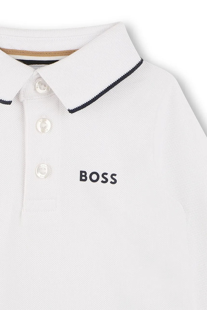 Chłopiec BOSS Longsleeve dziecięcy bawełniany J53481.74.81 biały