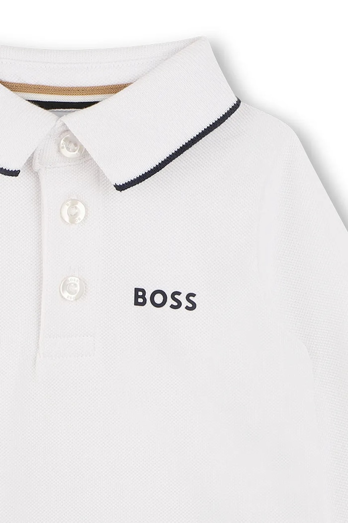 Chłopiec BOSS Longsleeve dziecięcy bawełniany J53481.74.81 biały