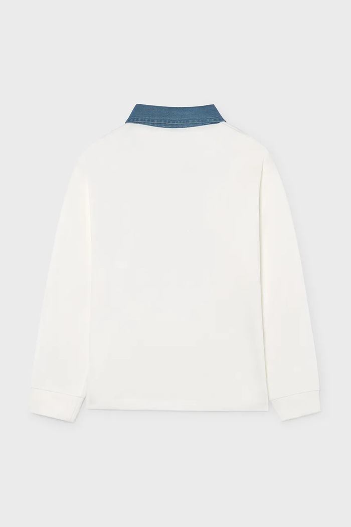 Mayoral блуза с дълги ръкави за деца с памук 7105.7B.Junior.9BY2 бял AW26
