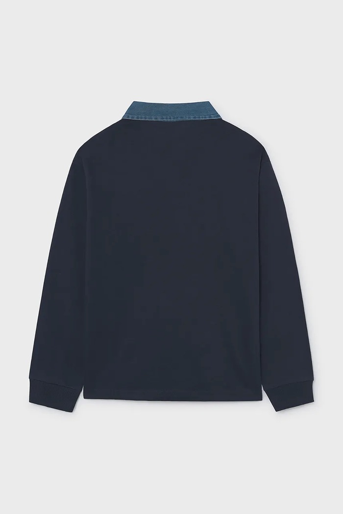 Mayoral блуза с дълги ръкави за деца с памук 7105.7B.Junior.9BY2 тъмносин AW26