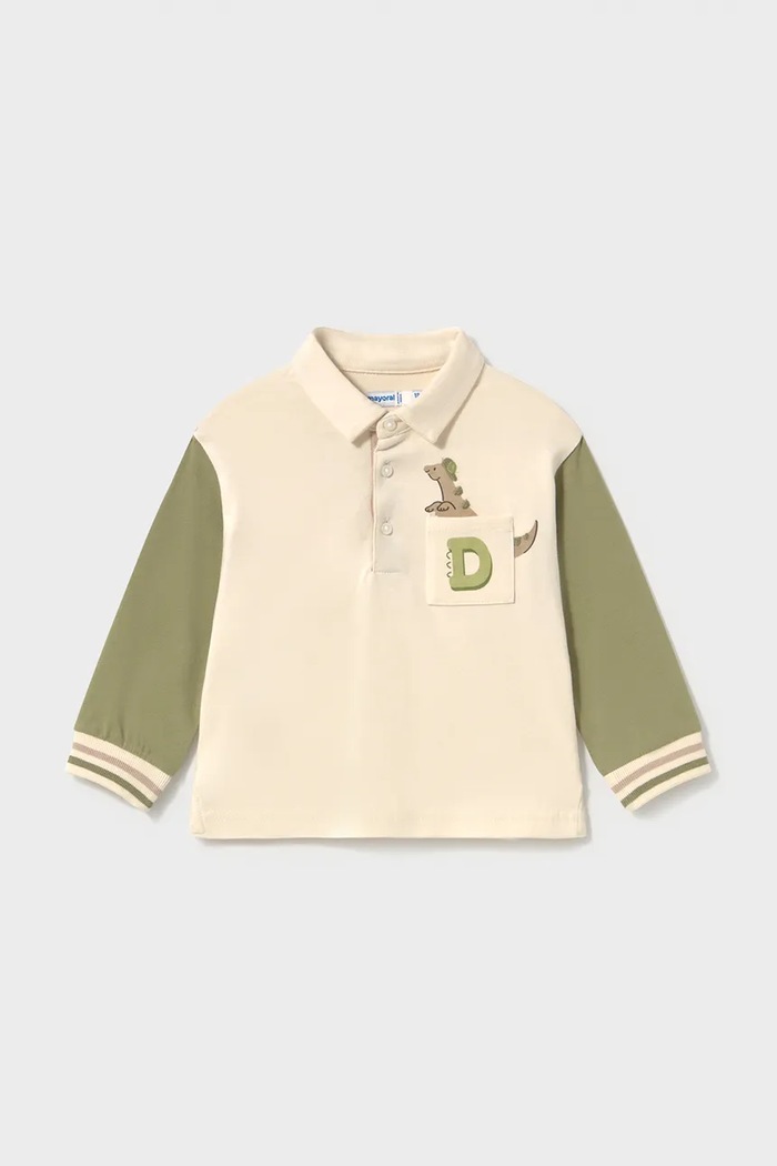 Mayoral longsleeve pentru copii din bumbac cu elastan 2102.3A.Baby.9BY2 bej AW26