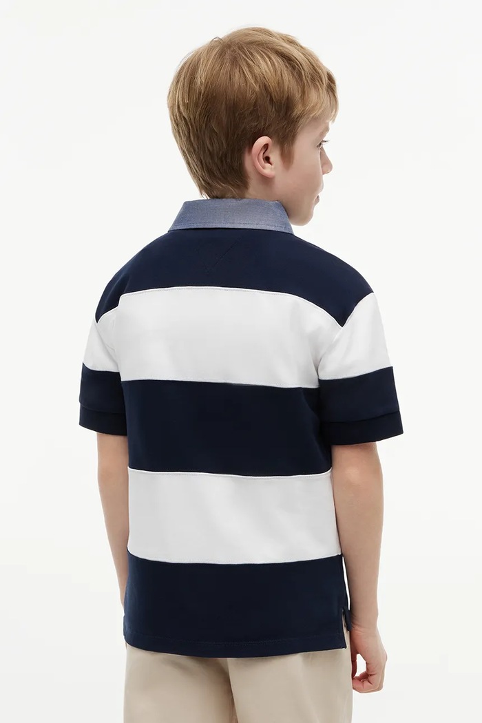 Chłopiec Tommy Hilfiger polo dziecięce bawełniane KB0KB10473.128.176.9BY2 granatowy