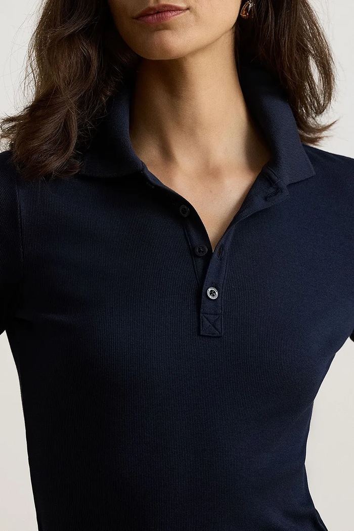 Polo damskie z bawełną Lauren Ralph Lauren 200B27414 granatowy