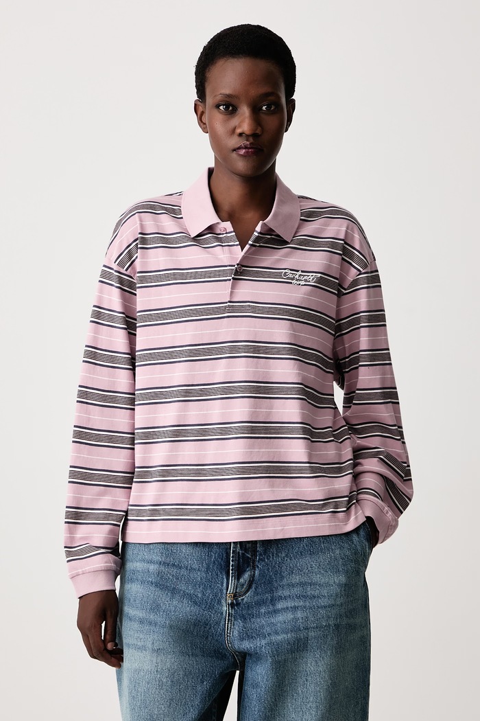Carhartt WIP longsleeve damski bawełniany Bronson Polo fioletowy I037172