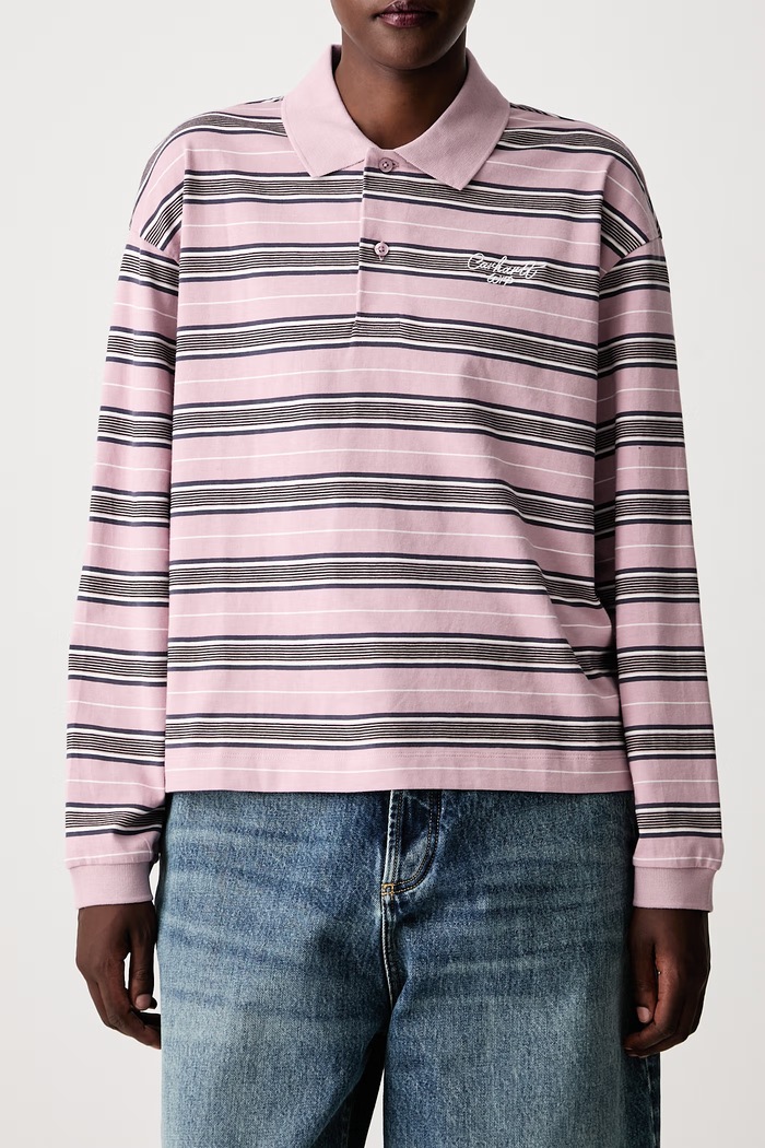 Carhartt WIP longsleeve damski bawełniany Bronson Polo I037172 fioletowy
