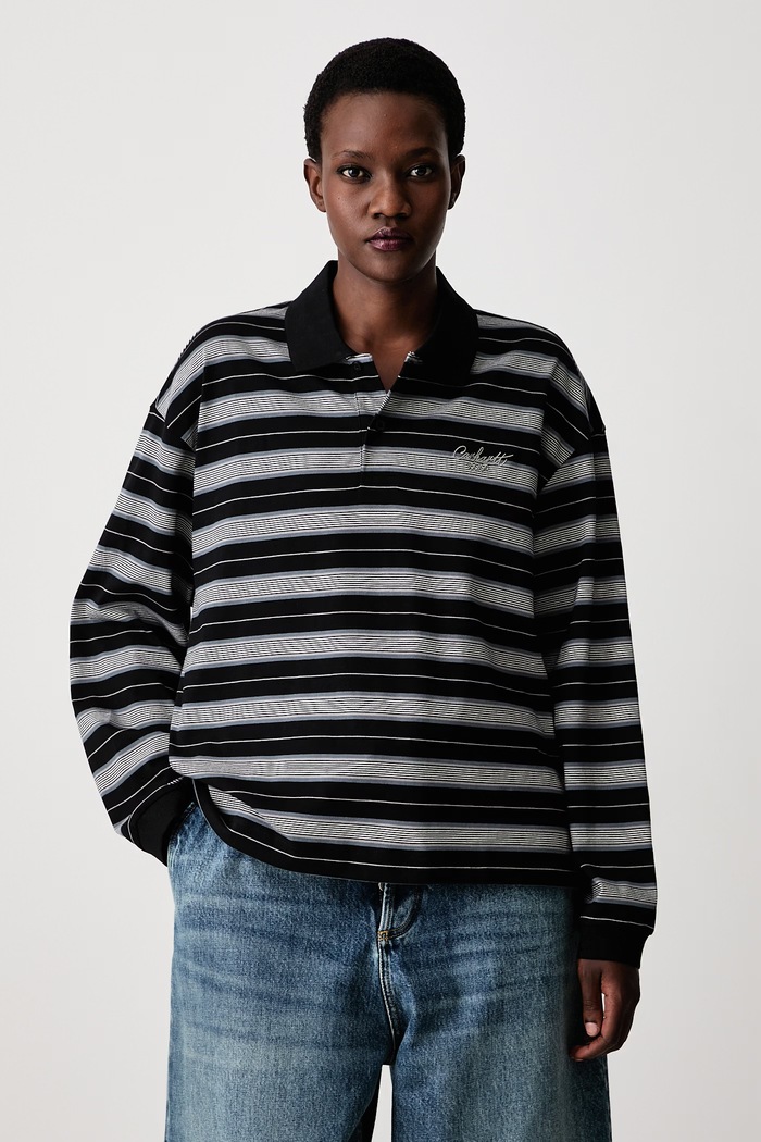 Carhartt WIP longsleeve damski bawełniany Bronson Polo czarny I037172