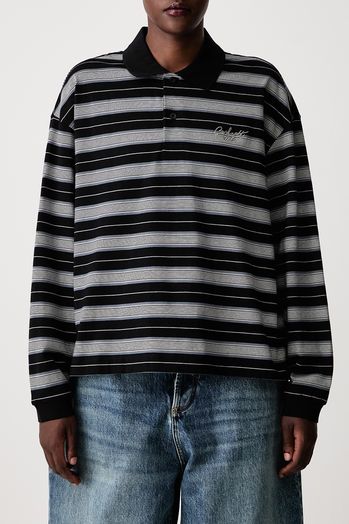 Carhartt WIP longsleeve damski bawełniany Bronson Polo I037172 czarny