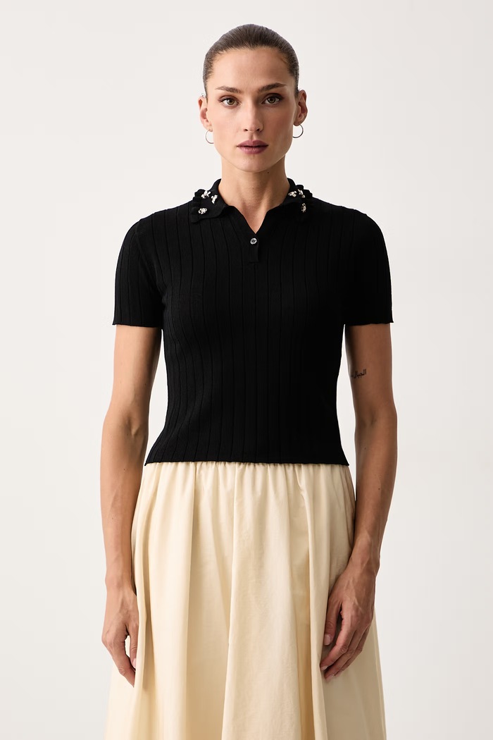 Max&Co. Polo damskie z wiskozą REA czarny 2626366041200