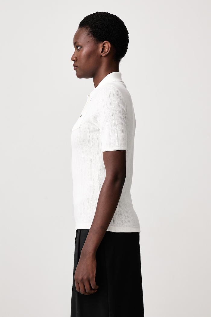 Polo damskie bawełniane z elastanem Lacoste DF5101.70V beżowy