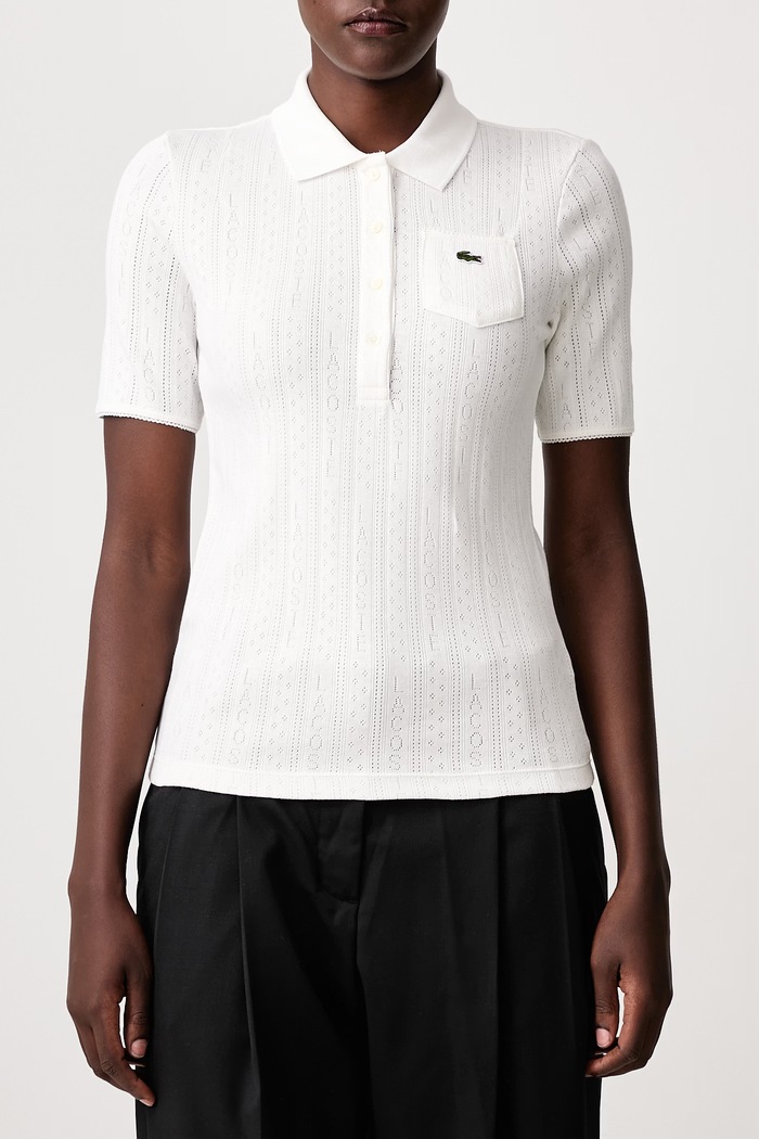 Polo damskie bawełniane z elastanem Lacoste beżowy DF5101.70V