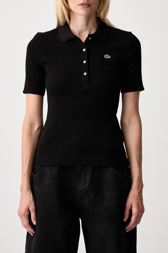 Lacoste polo bawełniane damskie DF5101.031 czarny