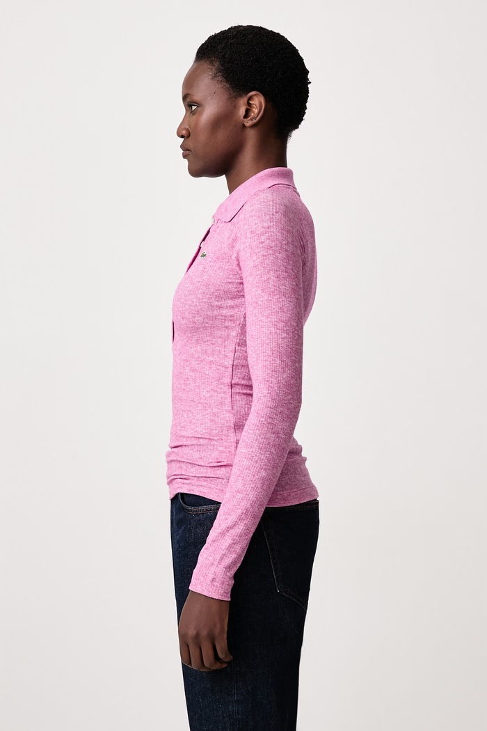 Longsleeve z dodatkiem wełny damski Lacoste DF3008.JBD różowy