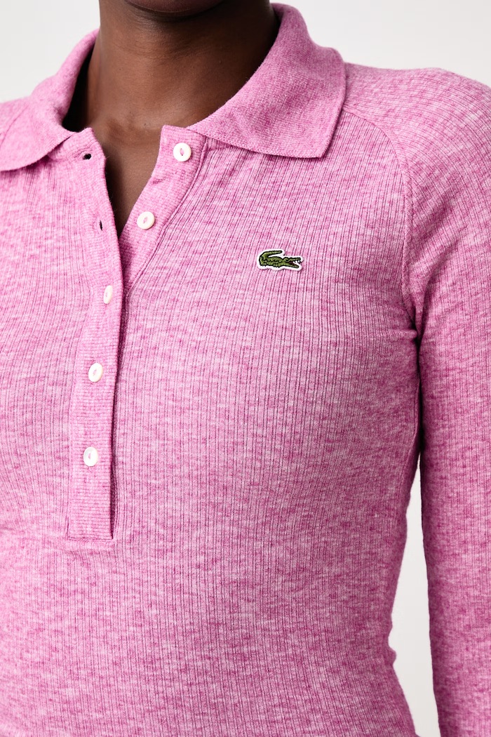 Longsleeve z dodatkiem wełny damski Lacoste różowy DF3008.JBD