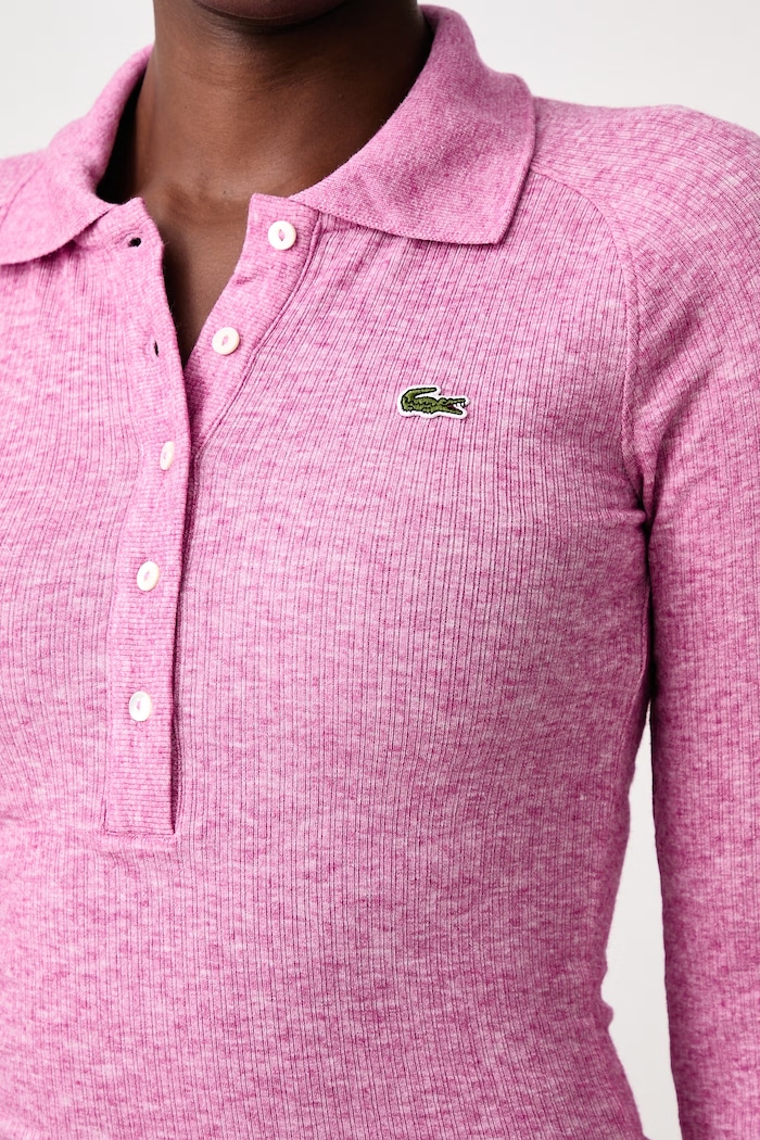 Longsleeve z dodatkiem wełny damski Lacoste różowy DF3008.JBD
