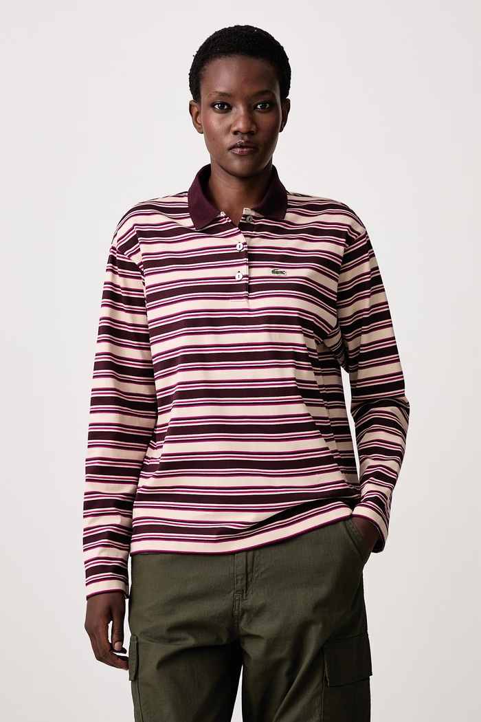 Lacoste Longsleeve bawełniany damski bordowy DF3003.ST7