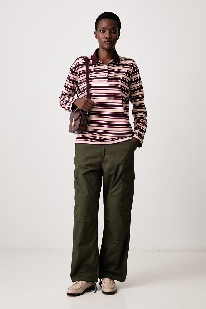 Lacoste Longsleeve bawełniany damski DF3003.ST7 bordowy AW26