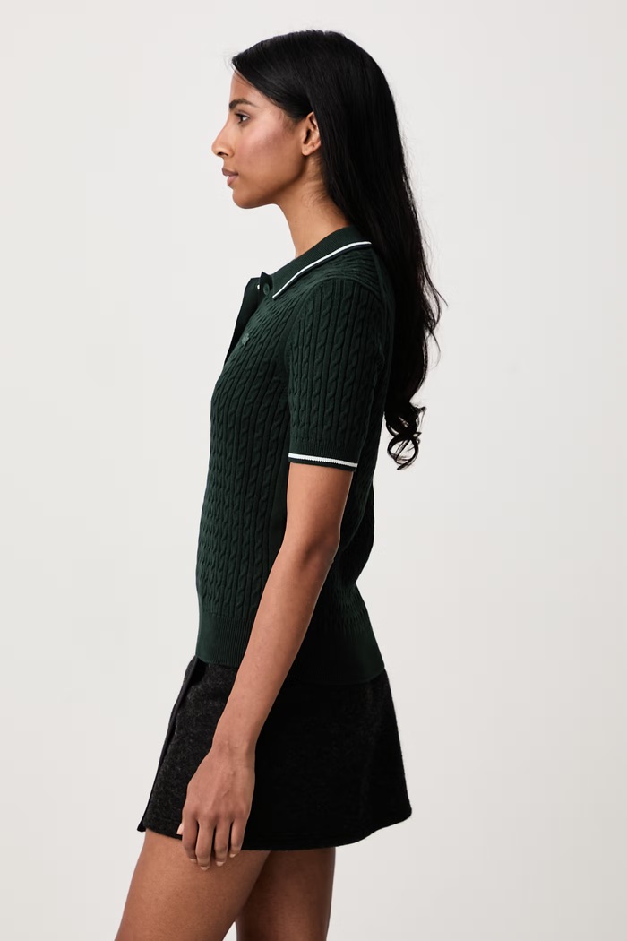 Sweter z krótkim rękawem z bawełną damski Lacoste AF0972.YZP zielony