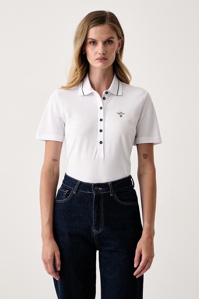 Aeronautica Militare polo damskie bawełniane biały PO1943DP00082