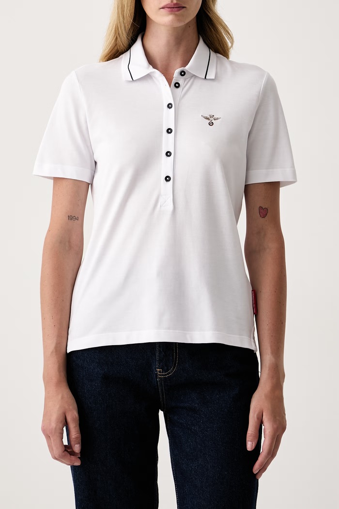Aeronautica Militare polo damskie bawełniane biały PO1943DP00082