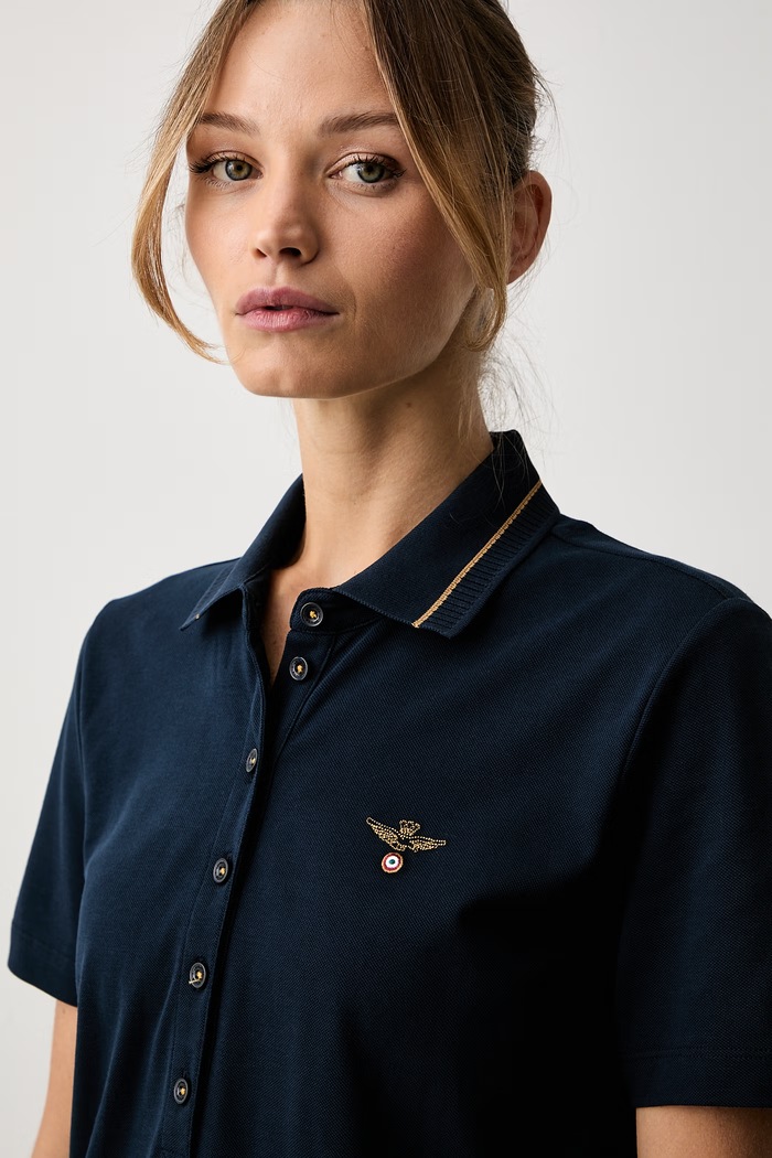 Aeronautica Militare polo damskie bawełniane granatowy PO1943DP00082