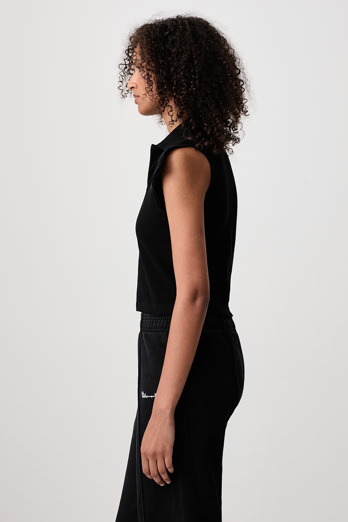 Polo bawełniane damskie Vetements WH27PO113B czarny
