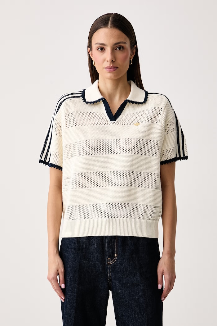 adidas Originals Polo damskie bawełniane Resort beżowy KX0713