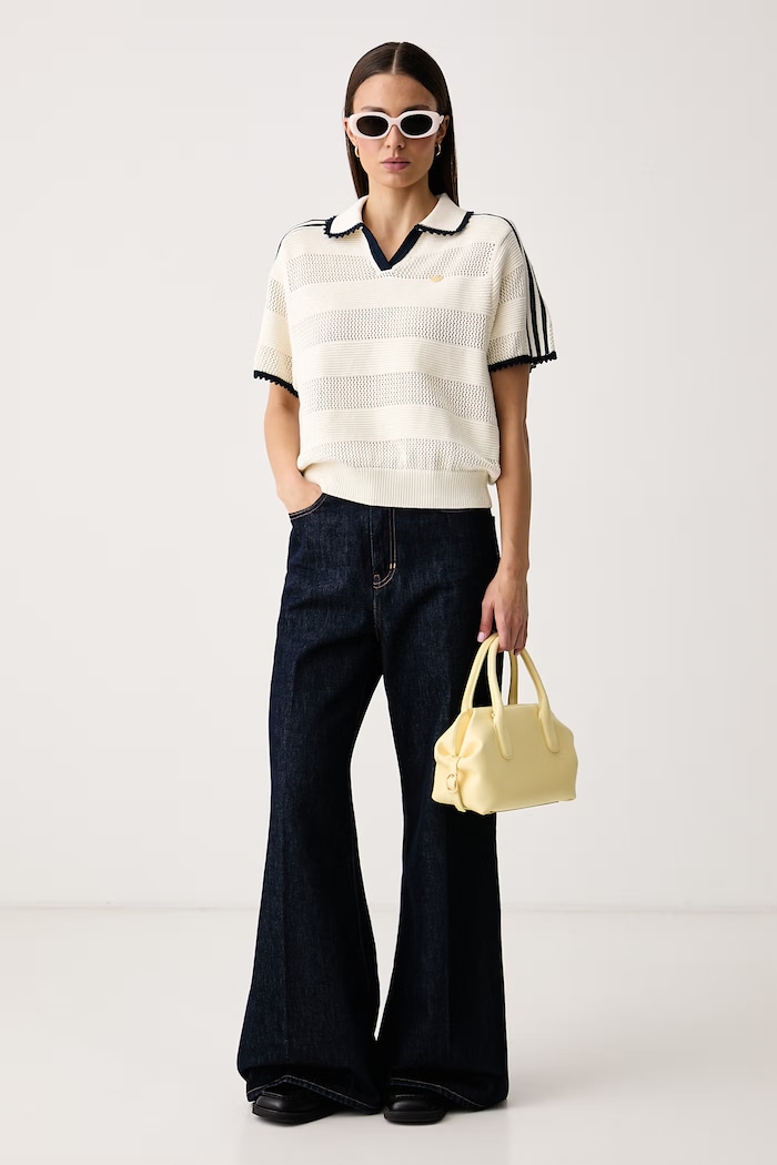 adidas Originals Polo damskie bawełniane Resort KX0713 beżowy AW26