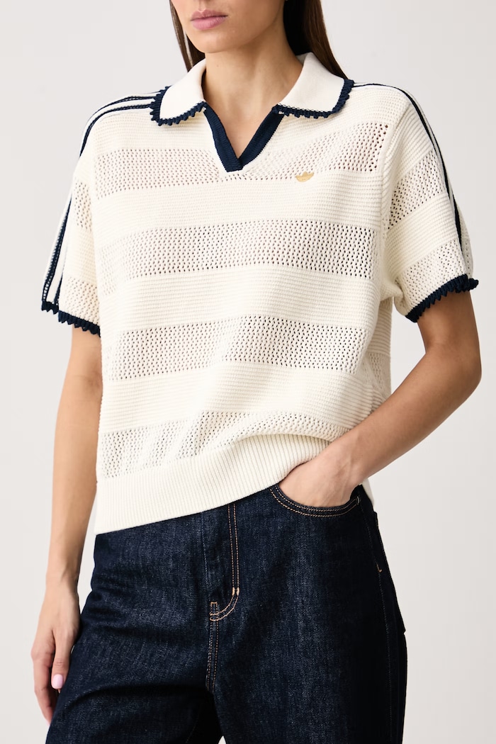 Polo damskie bawełniane Resort adidas Originals KX0713 beżowy